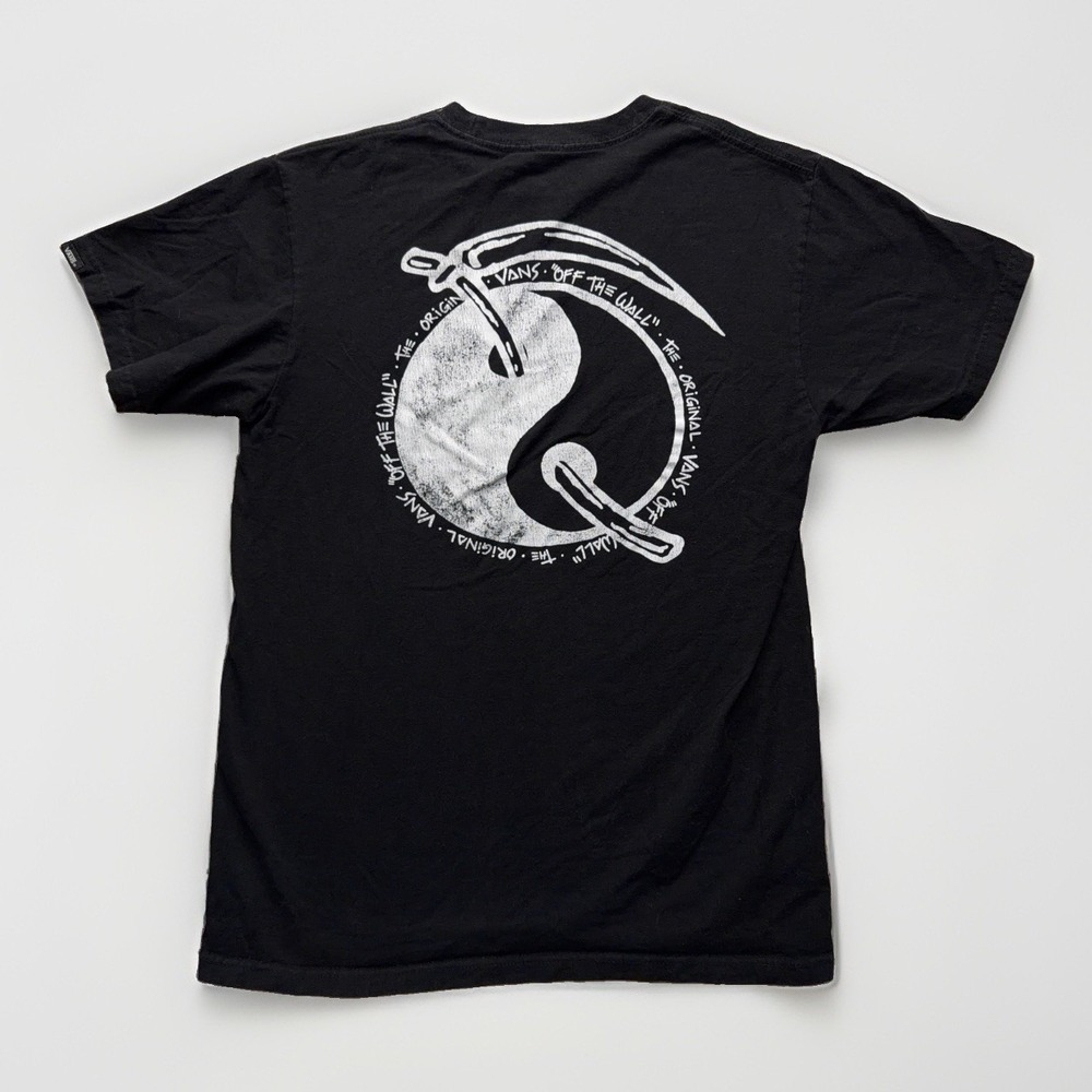 Vans Off The Wall shirt Mens S Black Skate Beach Surf Yin Yang Goth Graphic